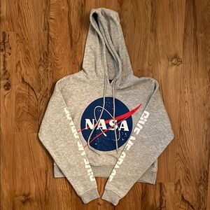 Chemistry Gray NASA Graphic Pullover Hoodie with Blue & Red Logo